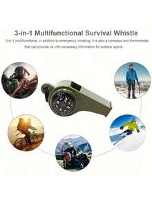 5pcs/3pcs/1pc Outdoor Sports Emergency Whistle, 3-In-1 Emergency Whistle, Multi-Functional Survival Whistle With Compass And Thermometer, Floating Whistle With Lanyard, Suitable For Boating, Swimming, Kayaking, Water Survival, Hiking, Camping, Outdoor Activities. Loud Safety Whistle With Compass And Thermometer, Perfect For Camping, Hiking, Outdoor Adventure, Referee And Cheerleading, Loud Survival Whistle, Military Green, Self-Rescue/First Aid - Multicolor - View 12