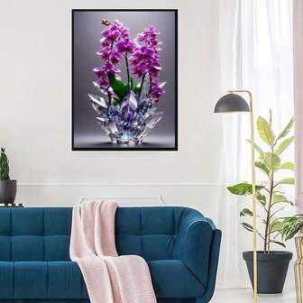 1pc Beautiful Small Red Flower Scene Diamond Art Painting, Suitable For Living Room, Bedroom, Kitchen, Bar Wall Decor, Home Decoration, Perfect Gift And Decor