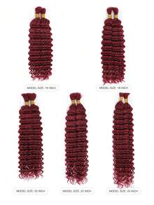 2pcs Braiding Hair Bulk No Weft Deep Wave Crochet Human Hair Solid Color 99J# Virgin Human Hair Extension Knotless Braids Hair Extensions - S99JA - View 3