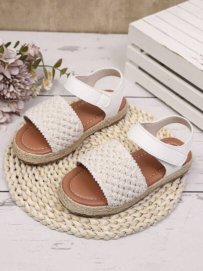 1 Pair Children's Soft Woven Decorated Fashionable Non-Slip Suitable For Summer Beach And School, Girls Sandals