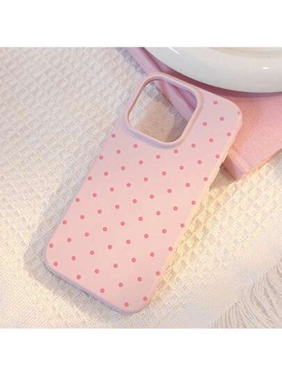 GUCADI 1pc Minimalist Ins Style Dopamine Polka Dot Niche Creative Korean/Japanese Style Full Coverage Soft Phone Case Compatible With Apple 16/15/14/13/12/11 Series