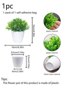 1pc White Round Pot Artificial Greenery Decoration, Suitable For Decoration Of Home Living Room Tables, Bookshelves Or Windowsills, For Setting The Scene Atmosphere In Valentine's Day Wedding Parties, As Well As For Decoration In All Seasons Of Home And Outdoor Corridors And Gardens. - White Green - View 4
