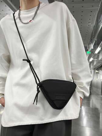 1pc Men's Nylon Sling Bag Nylon Sling Bag Casual Solid Color Travel Holiday Gifts Vacation Men Gifts Winter Outdoor Student Rider Bag Camping Sling Bag Bags Summer Back To School Shoulder Bag Spring School Supplies Purse College Bag Side Bags New Life Items For Students Purse Sport Bag For High School University Summer Dad Sling Bag