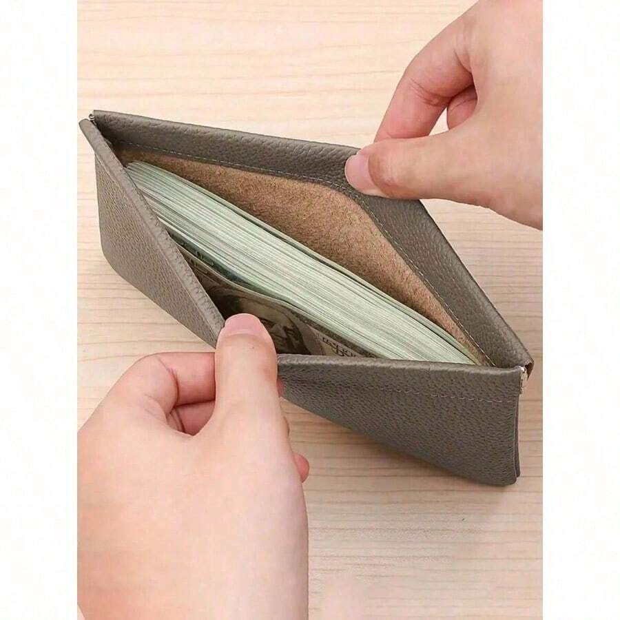 1PC Self-Sealed Leather Wallet & OrganizerAll-In-One Storage For Passport, Driver's License, Cash, Earphones, And Data Cables.Perfect Business-Casual Companion For Women – A Versatile Wallet And Cosmetic Bag In One. - Brown - View 1