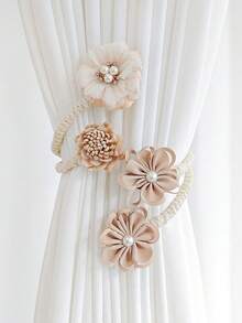 1pc Home Decorative Flower Pearl Curtain Tieback, Creative & Versatile Tie For Curtains, Sheer Curtains Storage Clip, Ornament & Accessories Ties