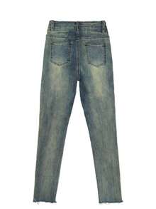 YEAE | 女士水洗蓝色修身休闲牛仔裤，带口袋，百搭 - 淺色水洗藍 - 查看 5