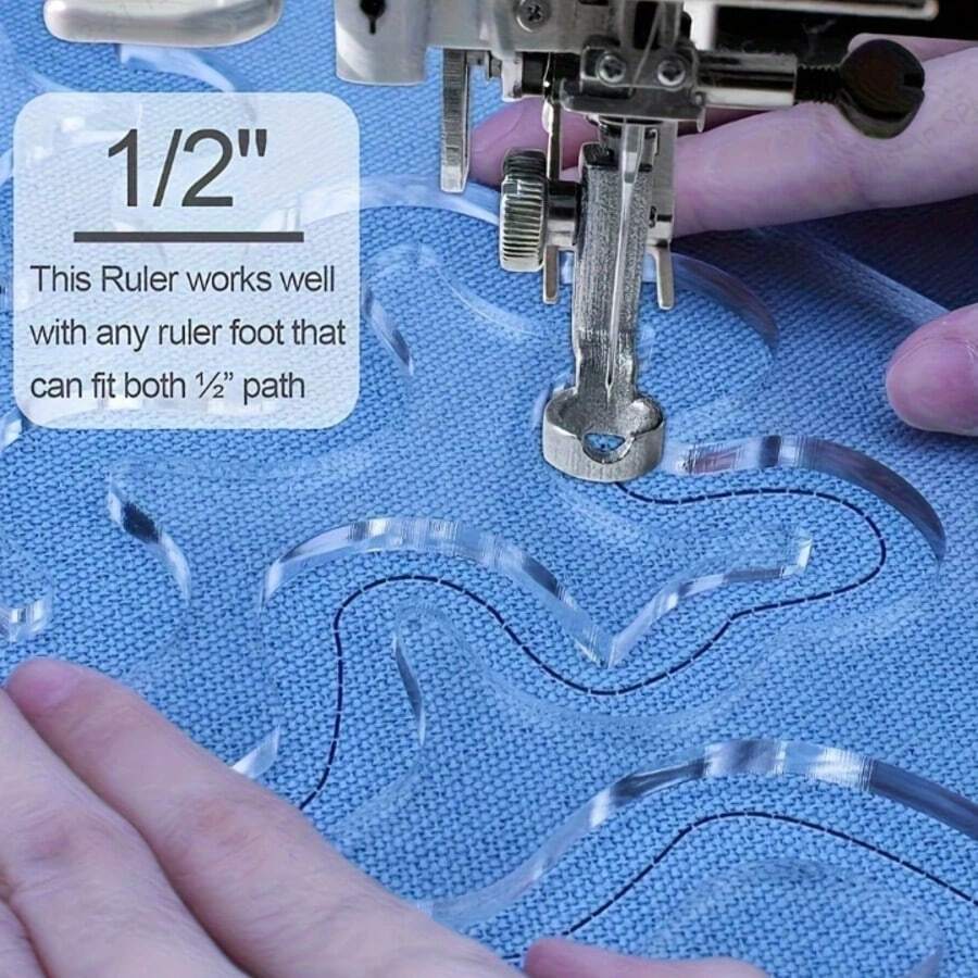 "Seamless Design" 3 Pieces Acrylic Quilting Templates Set - Transparent Free Motion Rulers For Domestic Sewing Machines - Transparent - View 1