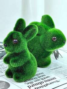 Easter Rabbit Green Foam Flocked Realistic 3D Moss Rabbit Craft Ornament, Garden Decor - Multicolor - View 8