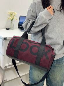 Large Capacity Lightweight Travel Sports Gym Bag, Luggage Backpack, Yoga Bag, Short Trip Bag, Fashionable Cylindrical Gym Bag - Multicolor - View 4