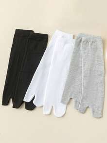 1/3 Pairs Men's Black & White Toe Socks | Minimalist Solid Color Business Socks, Unisex Two-Toe Socks For All Seasons