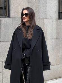 Manteau ample, doux et tricoté pour l'automne/hiver pour femmes, polyvalent, décontracté et élégant, noir - Noir - Voir 3