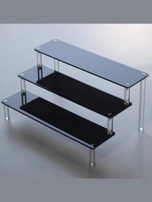 1pc Black Acrylic Multi-Tier Perfume Display Stand, Multifunctional Storage & Organization Rack. Room Decor, Cosmetics Storage.,Makeup Bag,Travel Essential - Black - View 7