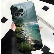 2026 nueva funda de teléfono esmerilada, funda de teléfono con impresión de paisaje de río natural para  17 14 Pro Max  17 13  17 12  Galaxy S23 S22 S21 funda de protección para teléfono regalo de pareja para novio novia regalo de vacaciones - Azul Klein - Ver 4