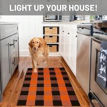 Fall Buffalo Plaid Check Rug Outdoor Doormat 27.5 X 43 Inches Washable Woven Outdoor Indoor Welcome Mats For Front Door/Farmhouse/Entryway/Home Entrance Black And Orange Outdoor Rug,One-Size,OrangeandBlack24inchx38inchRectangular - 橙黑相間 24 英吋 x 38 英吋長方形 - 查看 4