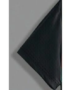 2 件套男士休闲装，优质柔软面料渐变设计短袖上衣和跑步裤套装，流行套装 - 黑色 - 查看 4