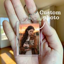 Customized Photo & Text Acrylic Keychain, Personalized Couple Keyring, Photo Keychain, Ideal Gift For Valentine's Day, Birthday, Anniversary, Couples, Colorful, Cute, Fun, Kawaii, Y2K Style, Fashionable, Unisex, Casual, Customized, Unique, Personalized, Perfect Gift For Him/Her - Multicolor - View 7