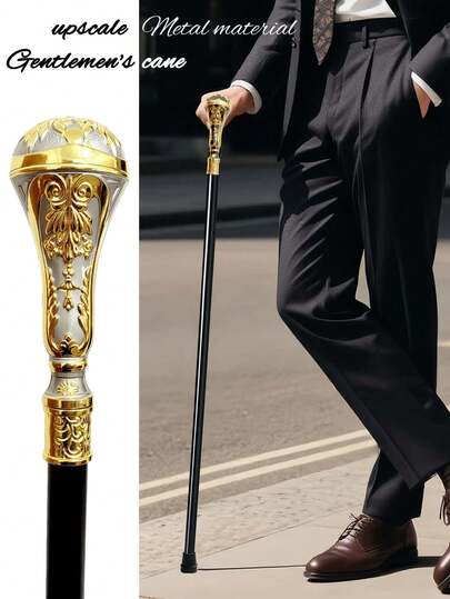 1pc Multi-Color Floral Patterned Cane, 3D Paisley Botanical Design Vintage Halloween Scepter, Two-Piece Detachable Metal Walking Stick, Elegant British Gentleman Cane Suitable For Daily, Festivals, Gifts, Cosplay, Stage Performance And School Use