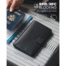 - portafolios para pasaporte compatible con soporte para Airtag con bloqueo RFID, Negro azul marino,36988012 - Rojo violeta - Ver 5