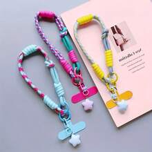 1条时尚可拆卸二合一手带/腕带，带扣环和星星吊坠，男女通用手机挂绳，多功能手机壳配件 - 彩色 - 查看 5
