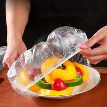 100/300pcs Disposable Cling Film Wrap, Elastic Fridge Food Saver Cover, Airtight Dust-Proof Seal For Leftover, Fruit, Bowl, Plate, Reusable Stretchable Food Storage Lid - White - View 4
