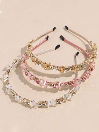 1 قطعة شريط رأس فاخر مرصع بالكريستال والراين، إكسسوار شعر أنيق للنساء على الطراز الفرنسي، مشبك شعر لحفلات الزفاف والمناسبات، كريستال اصطناعي لامع، على طراز القصر