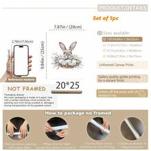 1PC Canvas Wall Art_Nursery Decor Printed Rabbit Burrow Motif, Watercolour Easter Art, Rabbits With Flowers, Spring Blossoms, Farm Animals, Easter Egg Design, Rabbit Garland - Framed Nursery Wall Art Perfectly Suited For Children's Room Decor, Playroom Decor Children's Room Decor Nursery Decor Daycare Decor Girls' Bedroom Girls' Room Decor Children's Room Decor Boys' Bedroom Boys' Room Decor Girls' Bedroom Decor