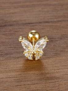 1 chiếc khuyên tai hình bướm nhỏ bằng thép không gỉ đính đá Zirconia dành cho nữ, mạ vàng 18K, kiểu khuyên tai xoắn ốc, khuyên tai sụn tai, trang sức xỏ khuyên vành tai. - Loại bướm - Xem 13