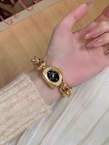 1件金/银不规则形状女士石英表，精致、时尚、独特，适合日常佩戴、生日/毕业礼物和休闲聚会。 - 均碼 - 查看 12