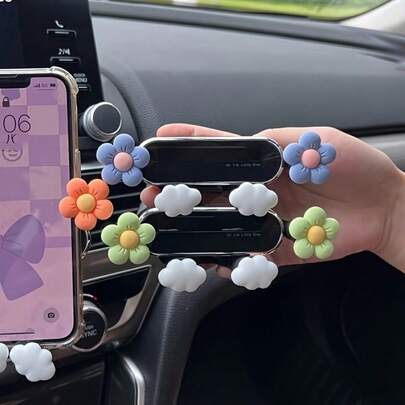 New Floral Goddess Cartoon Car Phone Holder, Car Air Vent Navigation Bracket, Car Interior Decoration Accessories