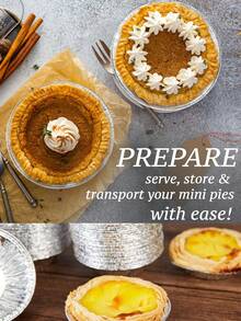 50/100个银色迷你派模具，一次性圆形挞皮，铝箔挞杯，适用于烘焙迷你鸡肉派、自制小蛋糕和乳蛋饼、甜点、纸杯蛋糕、布丁、开胃菜。铝箔模具，冷冻后可直接放入烤箱，适合家庭厨房使用。 - 彩色 - 查看 3