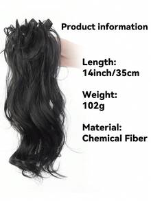 14英寸蝴蝶结爪夹式马尾假发 - 女士日常波浪卷合成假发 - 彩色 - 查看 5