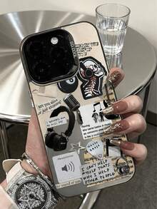 Punk 1pc Rock Music Element Pattern Phone Case, Shockproof Creative Matte Frosted Phone Cover, Holiday Gift For Kids, Compatible With IPhone 7/8/X/XS/XR/11/12/13/14/15/16 Pro Max, A33(5G)/A32(4G)/A52(5G 4G)/S20FE/S21FE/A14(4G 5G)/S23/S23 PLUS/S23 ULTRA/S23 FE/A55 5G/S24/S24 PLUS/S24 ULTRA/A05/A05 - Multicolor - View 1