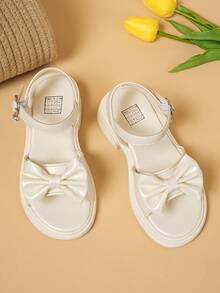 2026新款夏季女童蝴蝶结公主软底防滑中大码时尚百搭凉鞋 - 白色 - 查看 4