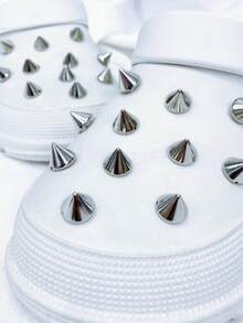 22个DIY金属铆钉，适用于朋克风花园鞋，可拆卸鞋饰装饰扣，女士礼物，女士度假装扮沙滩配饰 - 銀色 - 查看 7