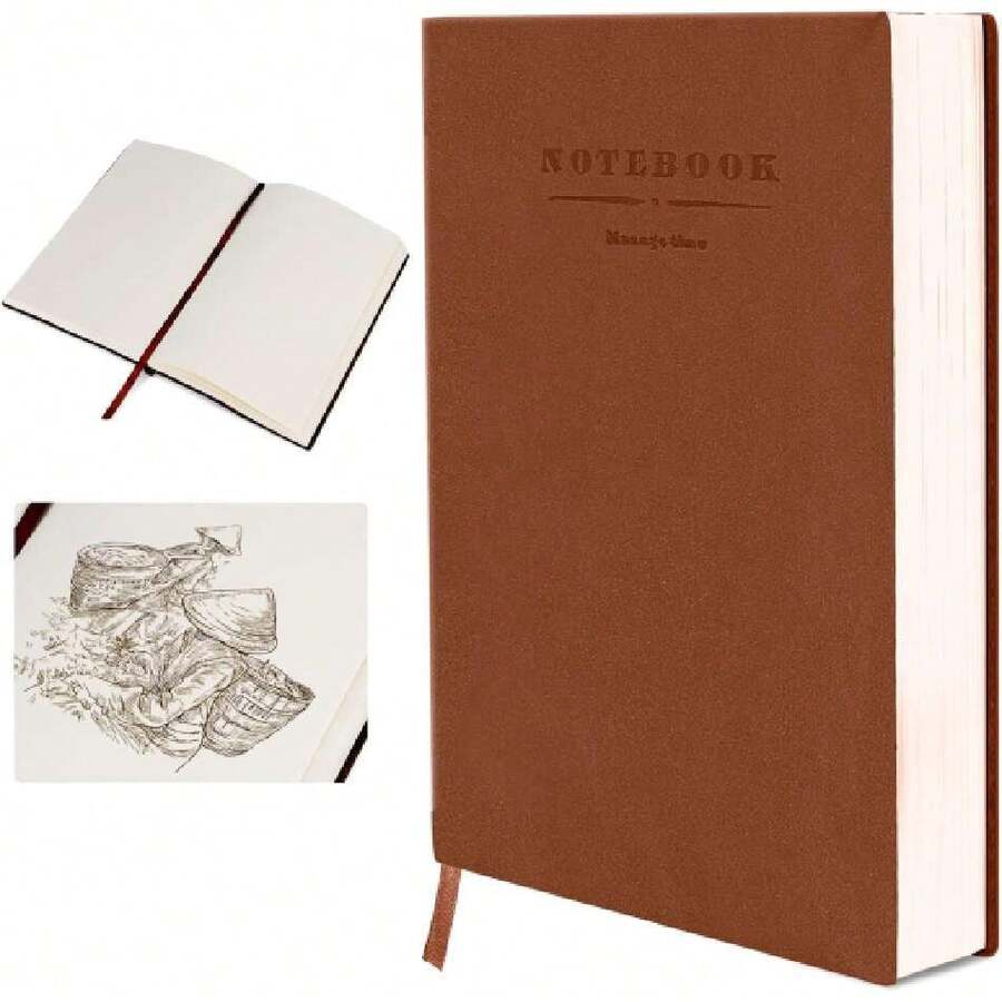 Libreta Hojas Blancas A5 Sketchbook,Cuaderno engrosado (180Hojas / 360 Páginas),Cuaderno de Notas De 80 GSM,Diario Journal Notebook,Diario para Mujeres y Hombres (Marrón(En blanco)),36979654 - Púrpura malva - Ver 1