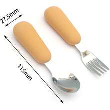 Juego de 6 Cubiertos para Niños,Juego de Cubiertos para Niños con Mango de Silicona,Silicona de Grado Alimenticio, Sin BPA,Cubiertos de Acero Inoxidable,Vajilla Adecuada (Multicolor 1),36982538 - Multicolor - Ver 5