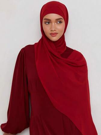 1 pieza Pañuelo de mujer de unicolor, pañuelo de cabeza de gasa casual adecuado para uso diario