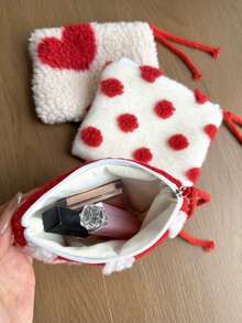 MEYOU FAIRY New Valentine's Day Collection, New Year's Love Dot Makeup Bag, Portable Handbag, Storage Bag, Toilet Bag, Tie Rope Makeup Bag, Cosmetics Storage Tissue Storage, Essential Travel Bag, Storage Bag, Women's And Girls' Sanitary Napkins Storage Bag, Inner Bag