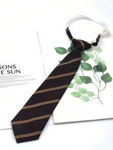 1条日式女童条纹领带，JK制服领带 - 咖啡棕 - 查看 2