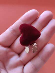 1件/2件装麂皮心形优雅几何图案纽扣套装，衬衫纽扣套装，夹式纽扣套装，时尚水晶袖扣套装，适合搭配燕尾服和婚纱装饰 - 酒紅色 - 查看 5