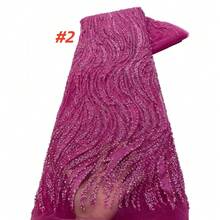 2026 High Quality African Sheer Lace Fabric, Nigerian French Sequin Mesh Fabric, Sewing Embroidered Beaded Lace Sheer Mesh Dress Fabric - Multicolor - View 4