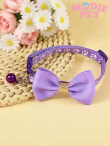 1/3 chiếc nơ đính kim sa thời trang và vòng cổ có chuông in hình dấu chân dễ thương, phụ kiện trang trí nhỏ xinh cho thú cưng, mang lại niềm vui cho mèo và chó. - Nhiều màu - Xem 9