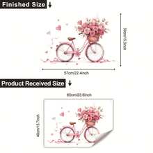 1pc Spring Cycling Wall Sticker - Pink Rose Basket & Floral Path, Self-Adhesive Wallpaper, Creates Cozy Living Room Ambiance; Valentine's Day Home Decor - Sweet Pink Rose Bicycle, Removable & Applicable For Bedroom & Entryway; Romantic Pastoral Wall Sticker - Vintage Bicycle & Blooming Roses, Easy DIY Wall Sticker Set, Ideal Gift For Couples & Housewarming - Multicolor - View 7
