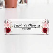 1pc Personalized Acrylic Custom Name Plates For Office Desks,Customize Text,20 Styles,Office Nameplate Engraved With Flower Patterns,Custom Desk Name Plate Personalized, Acrylic Name Plate For Desk, Office Desk Decor For Women And Men - Multicolor - View 29