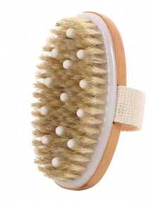 Cepillo corporal de cerdas naturales, cepillado en seco para exfoliación, nódulos de masaje para firmeza, adecuado para piel seca, promueve la circulación sanguínea y el drenaje linfático - Multicolor - Ver 3