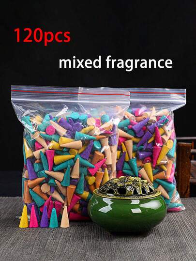 60/120个倒流香锥，包含瀑布玫瑰、郁金香、茉莉、薰衣草等多种花香，适用于倒流香炉，天然材质 | 冥想和瑜伽礼品