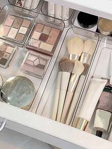 8 Peças Caixas de Armazenamento de Gaveta Transparentes Minimalistas, Caixas Organizadoras de Pequenos Itens, Caixas de Armazenamento de Maquiagem e Ferramentas Cosméticas, Organizadores de Gaveta - Transparente - Visão 3