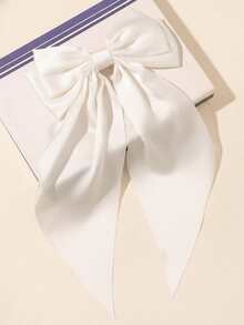1个白色女士发夹，大号缎面蝴蝶结发夹，特大号蝴蝶结发夹，发饰礼品，头部饰品，女士发饰，发夹 - 純白 - 查看 5