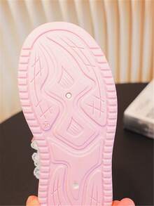 1 Pair Kids' New Fashion Soft-Sole Bow Knit Strap Cute PU Hook And Loop Outdoor Casual Versatile Flat Sneakers, Suitable For All Seasons - Purple - View 10