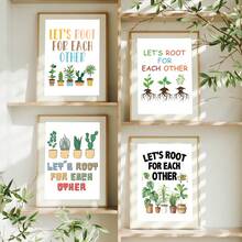 1/4件装 “让我们互相支持”校园励志帆布海报。返校季墙面装饰。非常适合学校墙壁、走廊、食堂和办公室走廊的装饰。家居装饰和墙面艺术！室内装饰。房间装饰美学，可选画框 - 彩色 - 查看 2